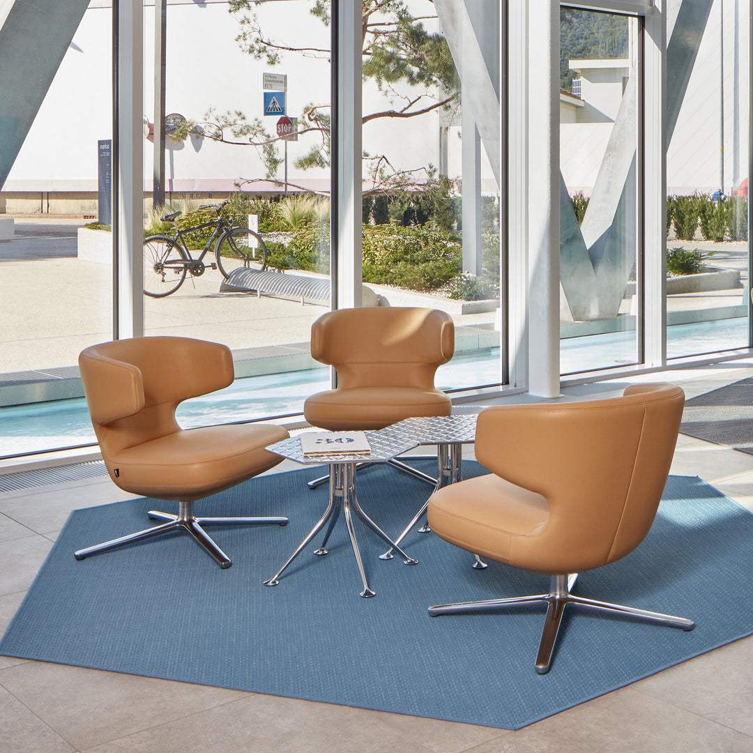 Petit Repos Swivel Lounge Chair Chairs Vitra Leather Camel