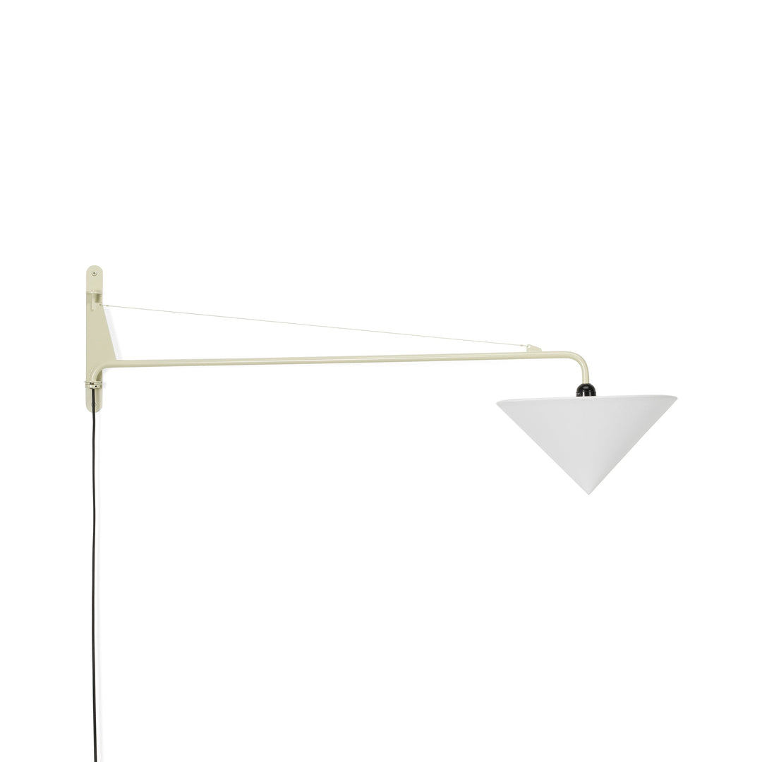 Petite Potence Wall Lamp Wall Light Fixtures Vitra Prouve Blanc Colombe Abat-Jour Conique Shade - White (E27)