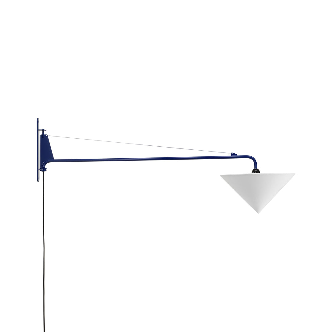 Petite Potence Wall Lamp Wall Light Fixtures Vitra Prouve Bleu Marcoule Abat-Jour Conique Shade - White (E27)