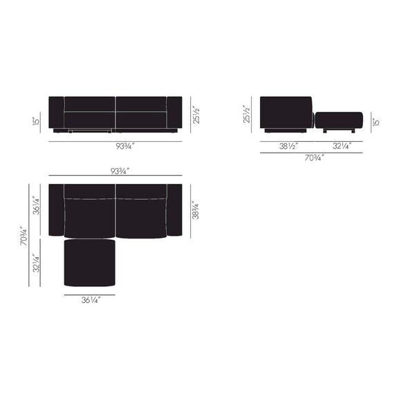 Soft Modular 2-Seater Sofa with Ottoman Sofas Vitra