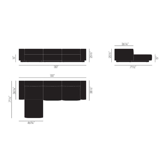 Soft Modular 3-Seater Sofa with Chaise Longue Sofas Vitra