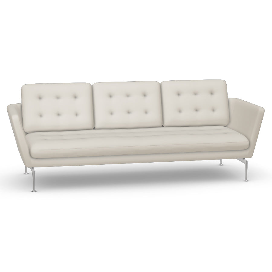 Suita 3-Seater Sofa with Tufted Cushions Sofas Vitra Dumet Ivory Melange Polished Aluminum Sofa Only
