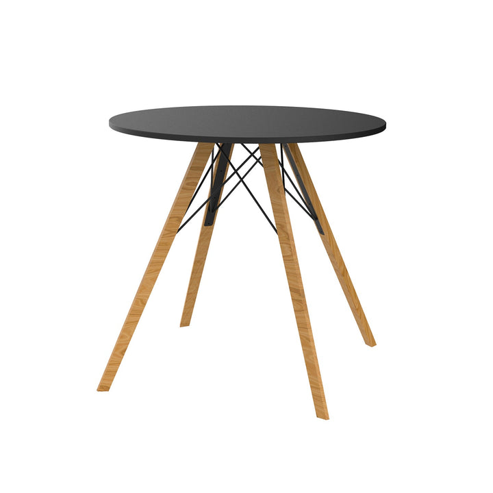 Faz Wood Round Dining Table Outdoor Vondom Black  