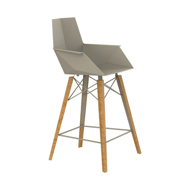 Faz Wood Stool with Arms (Set of 4) Outdoor Vondom Ecru Wood 2 Counter: 24.75 in height