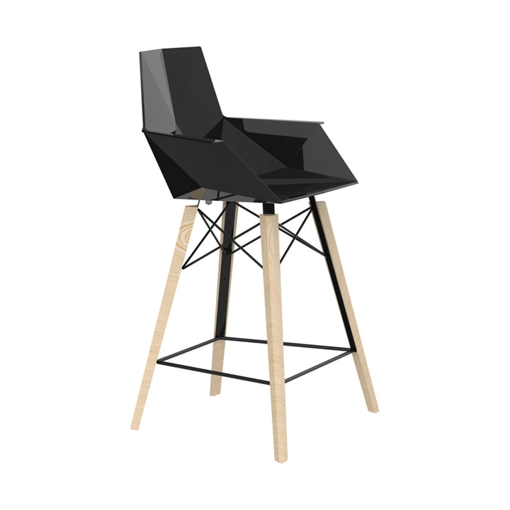 Faz Wood Stool with Arms (Set of 4) Outdoor Vondom Black Wood 1 Counter: 24.75 in height