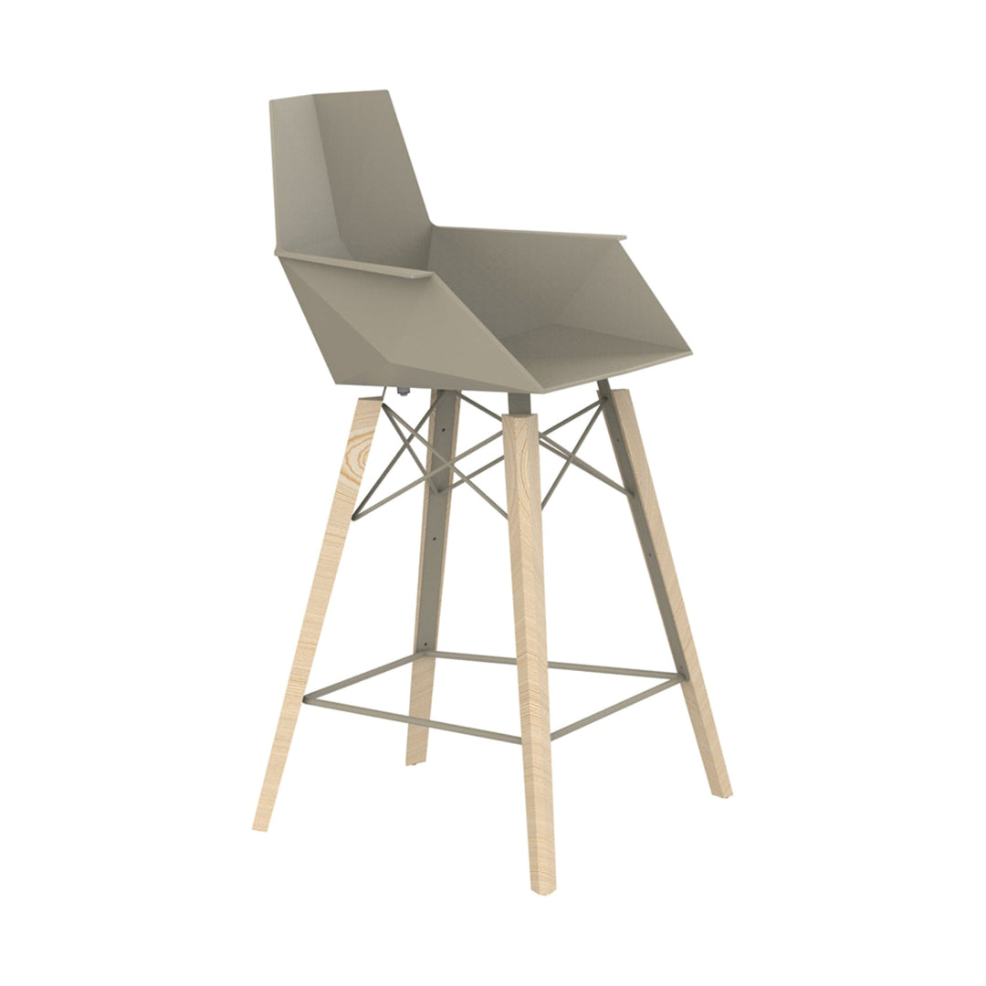 Faz Wood Stool with Arms (Set of 4) Outdoor Vondom Ecru Wood 1 Counter: 24.75 in height