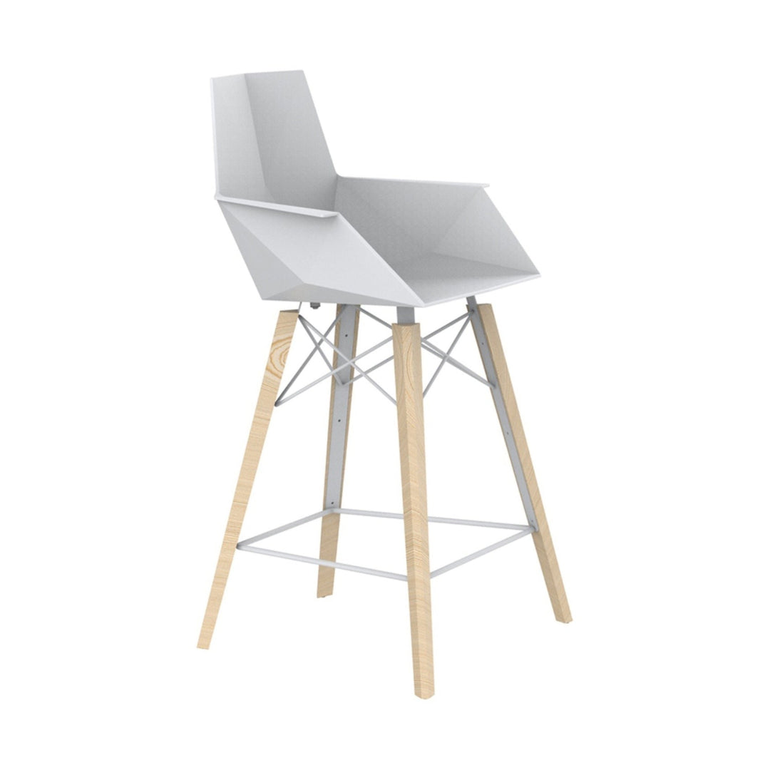 Faz Wood Stool with Arms (Set of 4) Outdoor Vondom White Wood 1 Counter: 24.75 in height