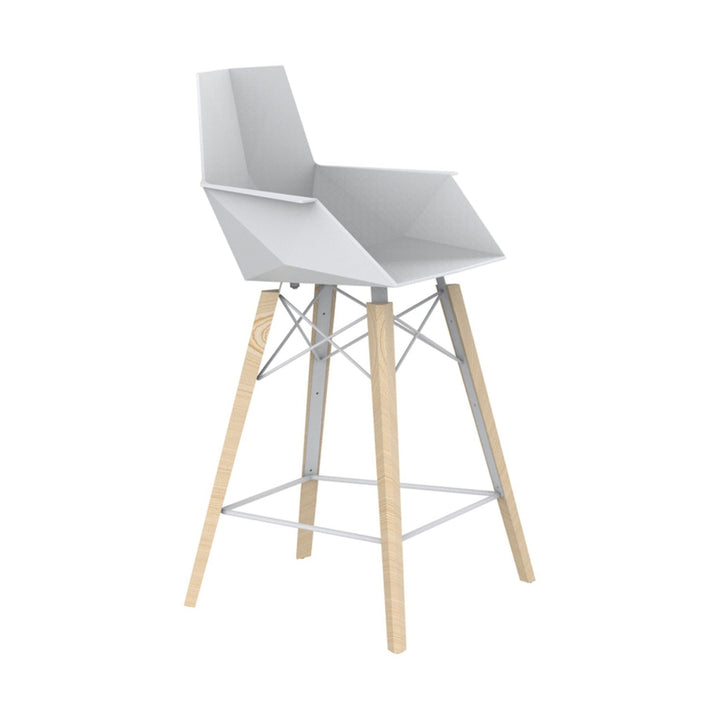 Faz Wood Stool with Arms (Set of 4) Outdoor Vondom White Wood 1 Counter: 24.75 in height