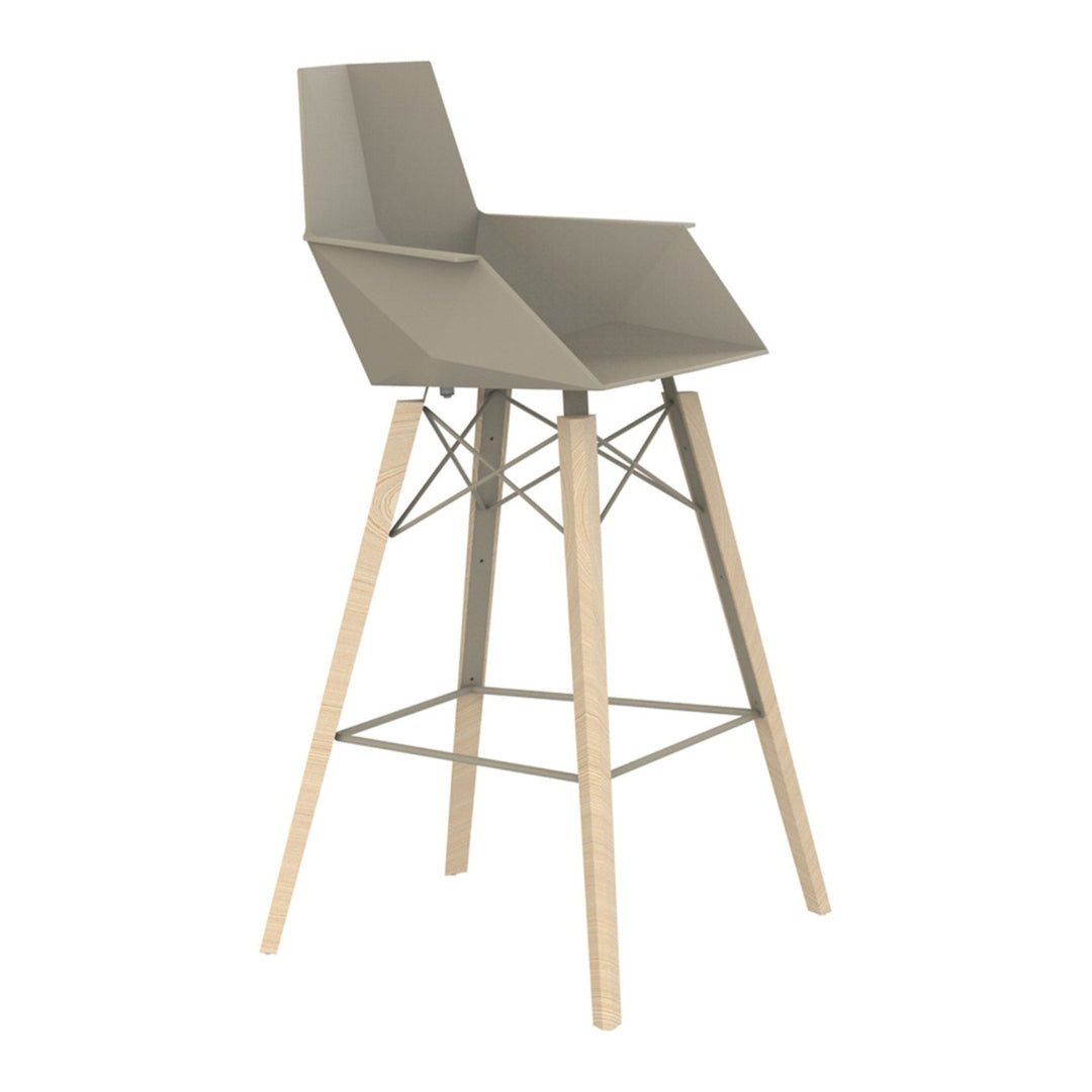 Faz Wood Stool with Arms (Set of 4) Outdoor Vondom Ecru Wood 1 Bar: 28.25 in height