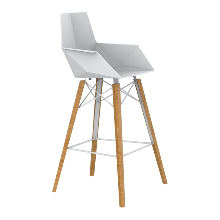Faz Wood Stool with Arms (Set of 4) Outdoor Vondom White Wood 2 Bar: 28.25 in height