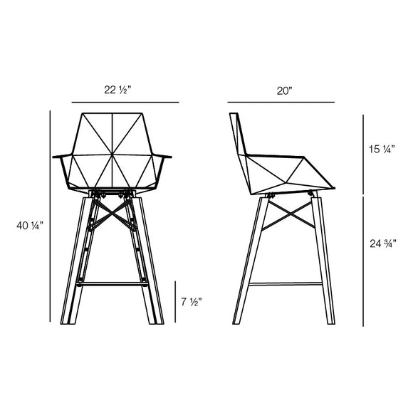 Faz Wood Stool with Arms (Set of 4) Outdoor Vondom