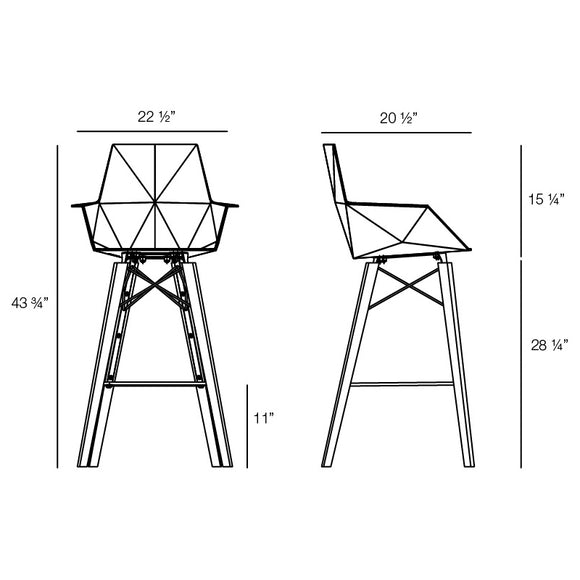 Faz Wood Stool with Arms (Set of 4) Outdoor Vondom
