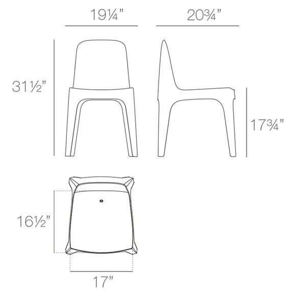 Solid Dining Chair (Set of 4) Outdoor Vondom
