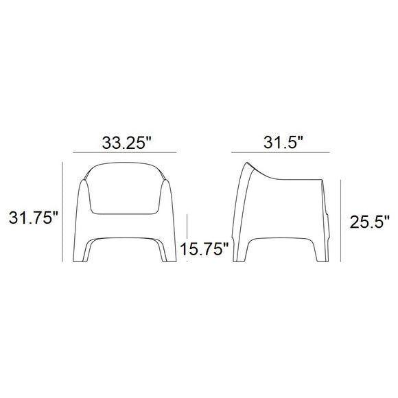Solid Lounge Chair (Set of 4) Outdoor Vondom