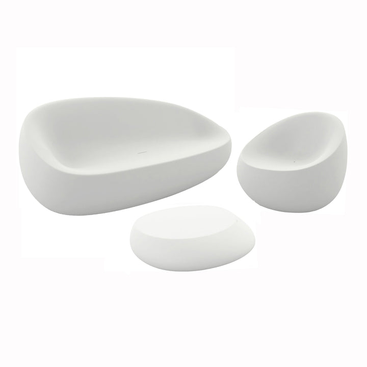 Stone Lounge Set Outdoor Vondom Basic White No Extra Chair No Cushions