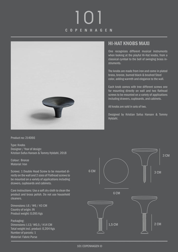 HiHat Knobs, Maxi - Bronze Knobs 101 Copenhagen   