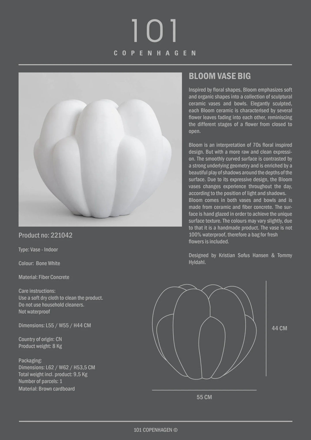 Bloom Vase, Big - Bone White Vases 101 Copenhagen   