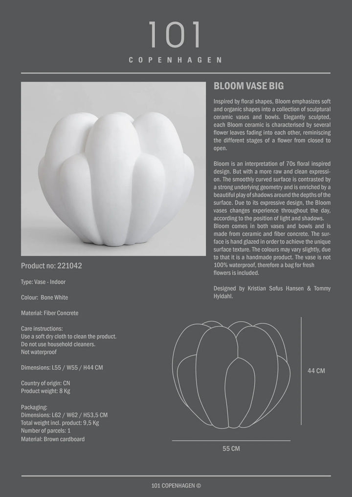 Bloom Vase, Big - Bone White Vases 101 Copenhagen   