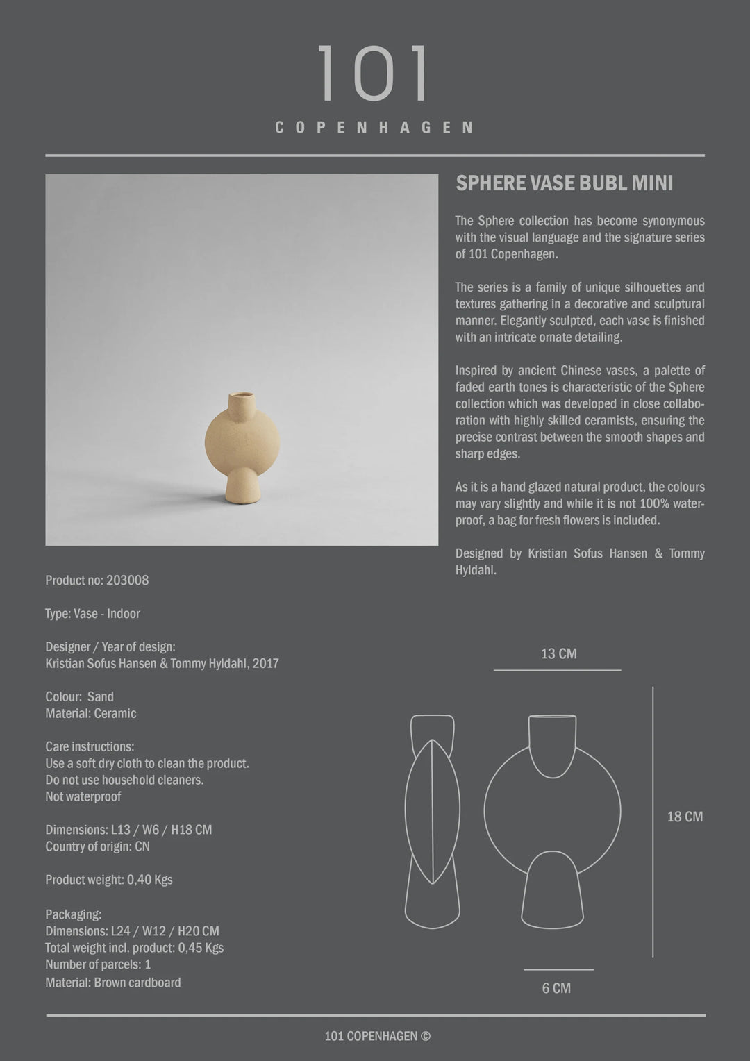 Sphere Vase Bubl, Mini - Sand Vases 101 Copenhagen   