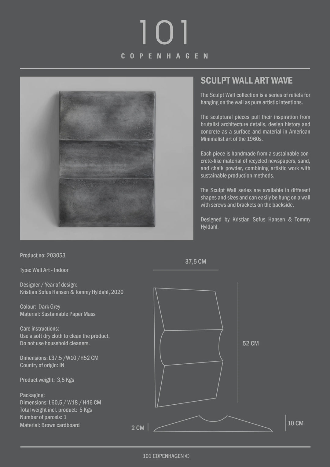Sculpt Art - Wave, Mini - Dark Grey Home & Garden:Home Décor:Other Home Décor 101 Copenhagen   
