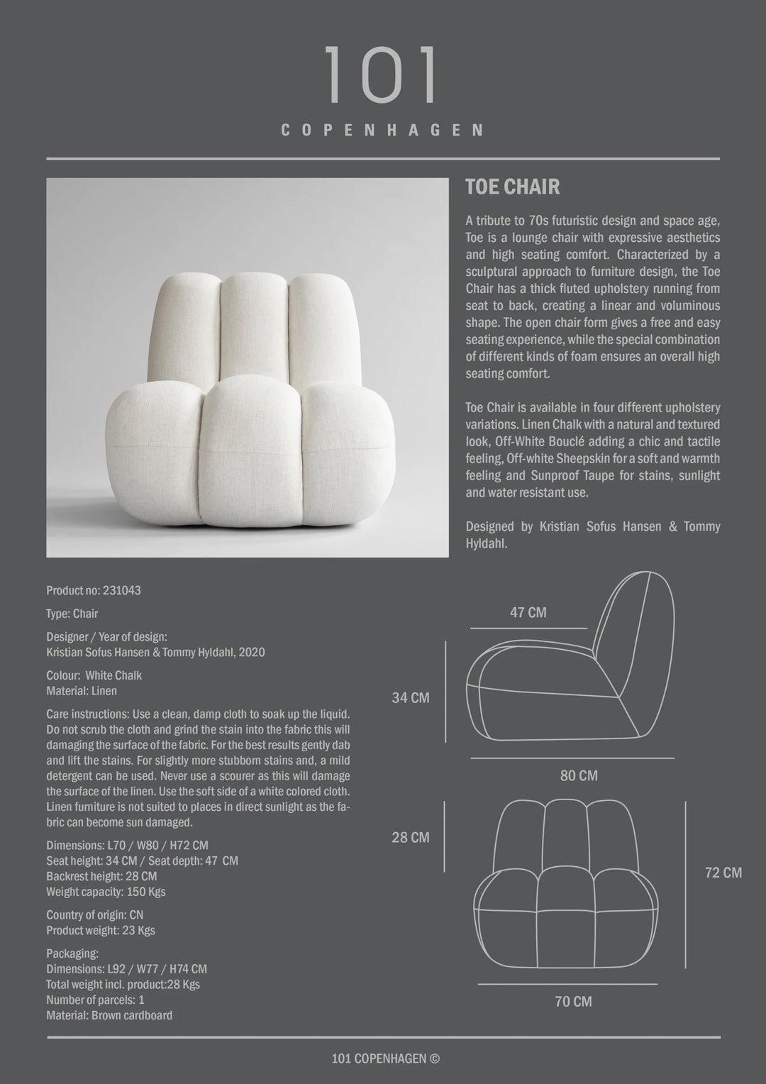 Toe Chair - Linen Chair 101 Copenhagen   