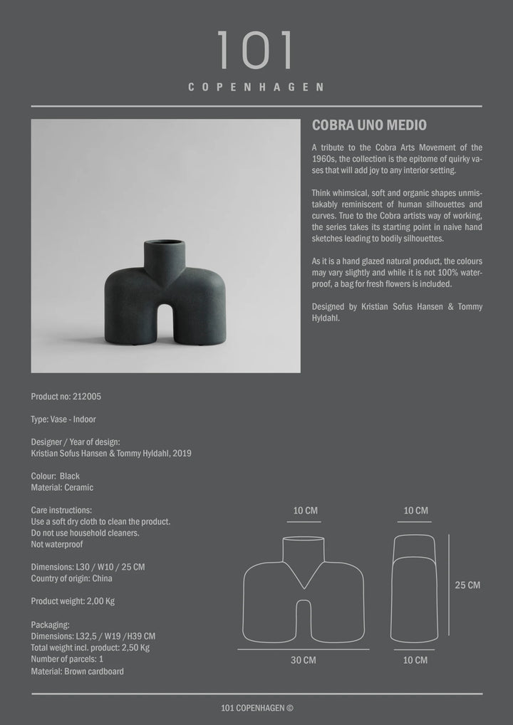 Cobra Uno, Medio - Black Vases 101 Copenhagen   