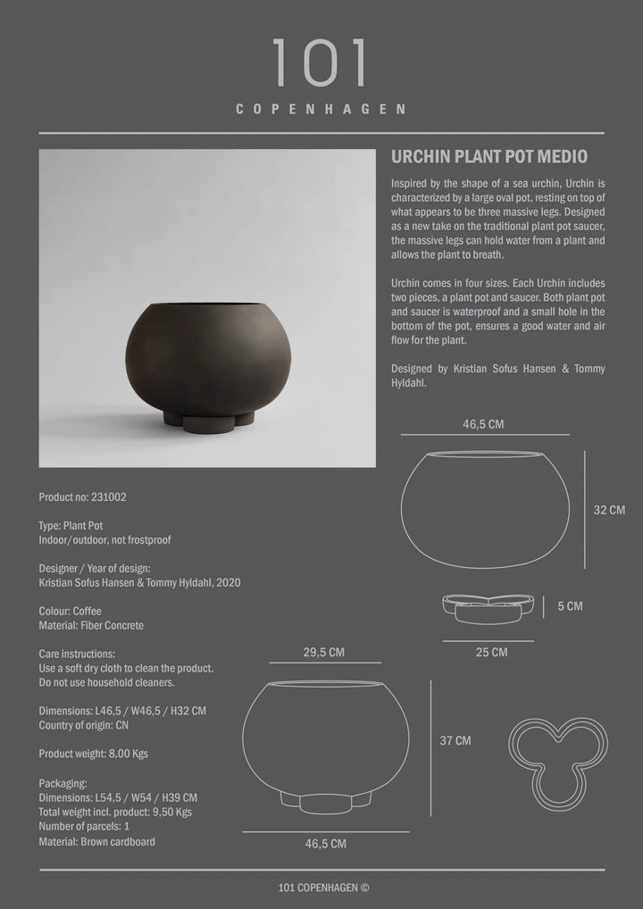 Urchin Plant Pot, Medio - Coffee Home & Garden:Home Décor:Other Home Décor 101 Copenhagen   
