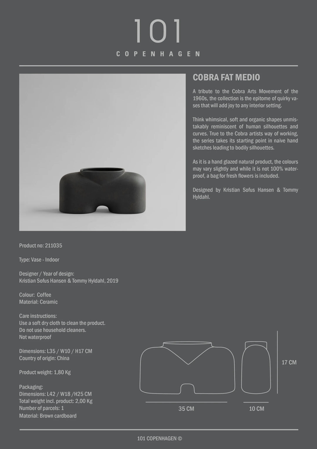 Cobra Fat, Medio - Coffee Vases 101 Copenhagen   