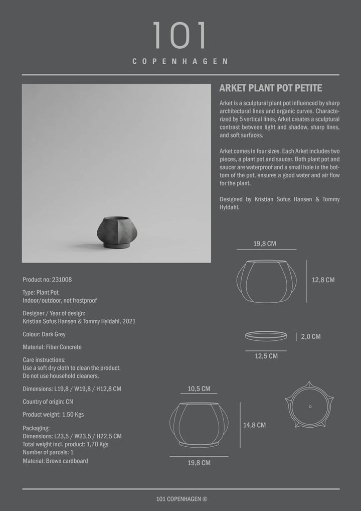 Arket Plant Pot, Petit - Dark Grey Home & Garden:Home Décor:Other Home Décor 101 Copenhagen   