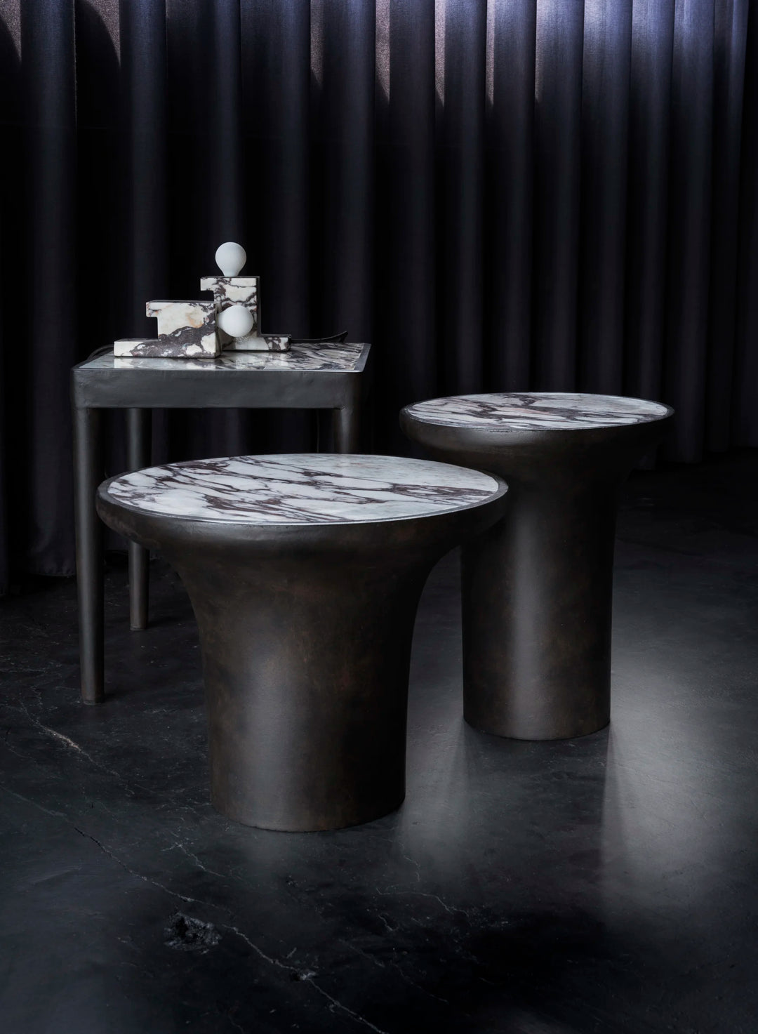 Trumpet End Table, Tall - Calacatta Table 101 Copenhagen   