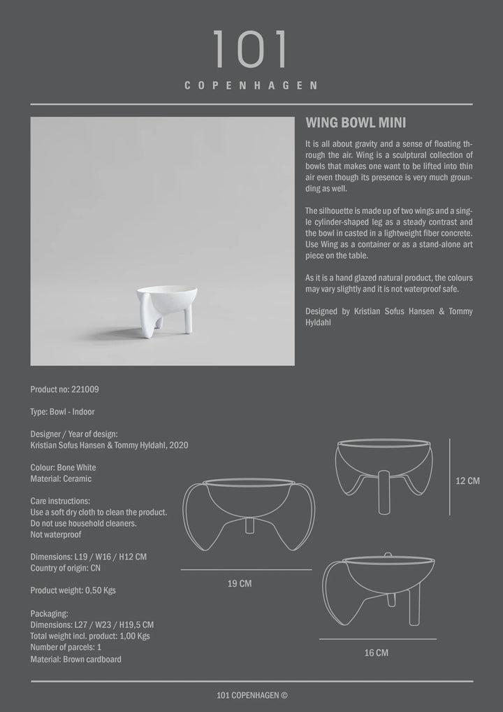 Wing Bowl, Mini - Bone White Decorative Bowl 101 Copenhagen   