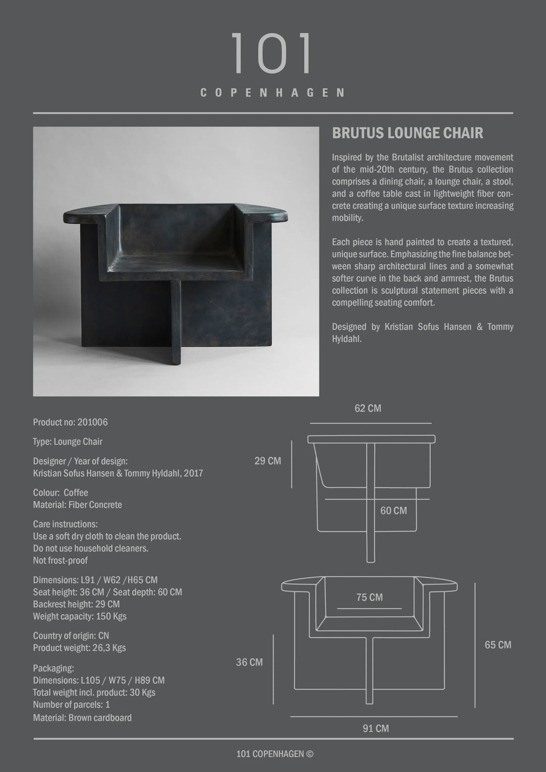 Brutus Lounge Chair - Coffee Chairs 101 Copenhagen   