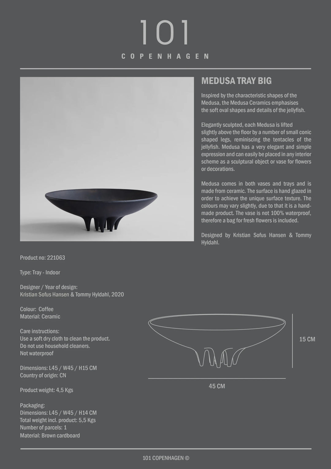 Medusa Tray, Big - Coffee Decorative Bowl 101 Copenhagen   