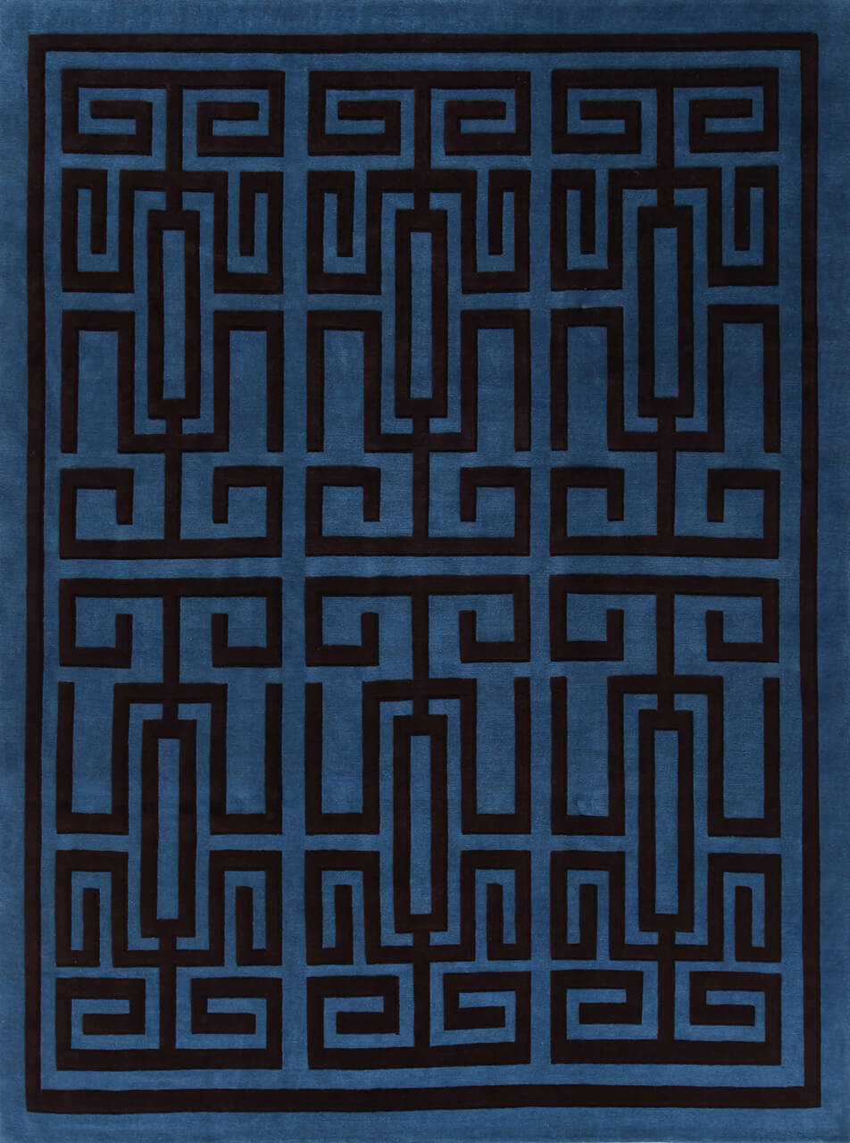 Labirinto Rug Rugs Amini Blue and Black 300x250cm 