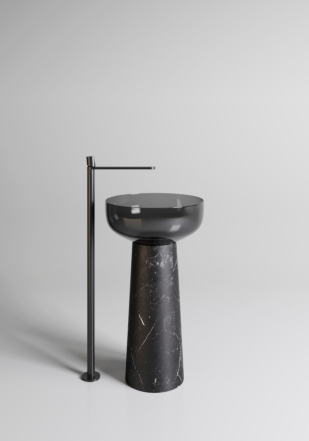 Albume Black Marble Pedestal Sink Sinks Antonio Lupi Fumè  