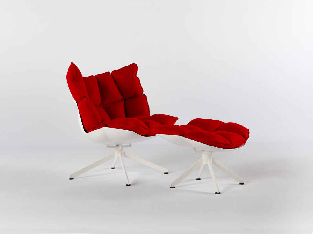 Husk Swivel Armchair and Pouf Red Arm Chairs, Recliners & Sleeper Chairs B&B Italia   