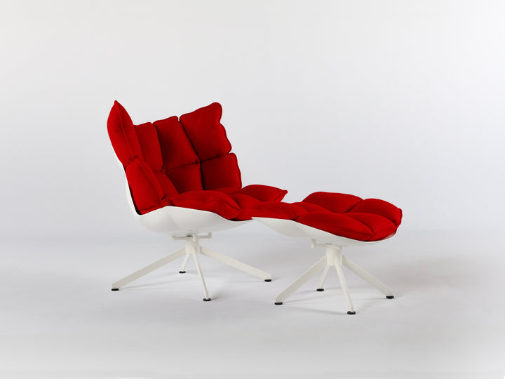 Husk Swivel Armchair and Pouf Red Arm Chairs, Recliners & Sleeper Chairs B&B Italia   