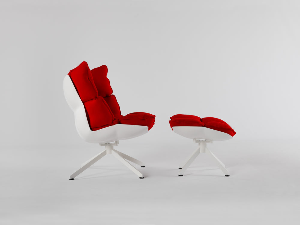 Husk Swivel Armchair and Pouf Red Arm Chairs, Recliners & Sleeper Chairs B&B Italia   