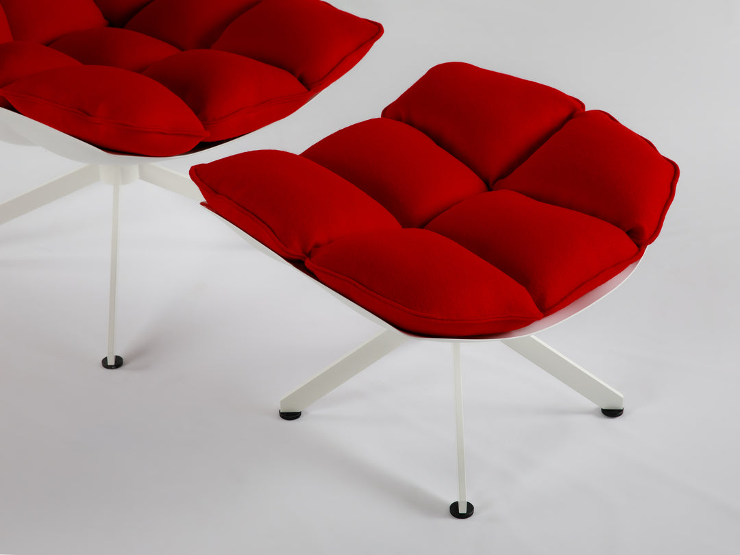 Husk Swivel Armchair and Pouf Red Arm Chairs, Recliners & Sleeper Chairs B&B Italia   