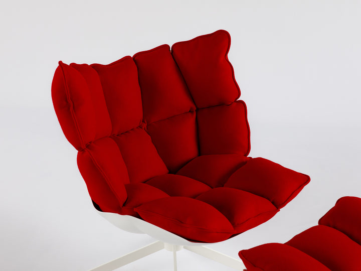 Husk Swivel Armchair and Pouf Red Arm Chairs, Recliners & Sleeper Chairs B&B Italia   
