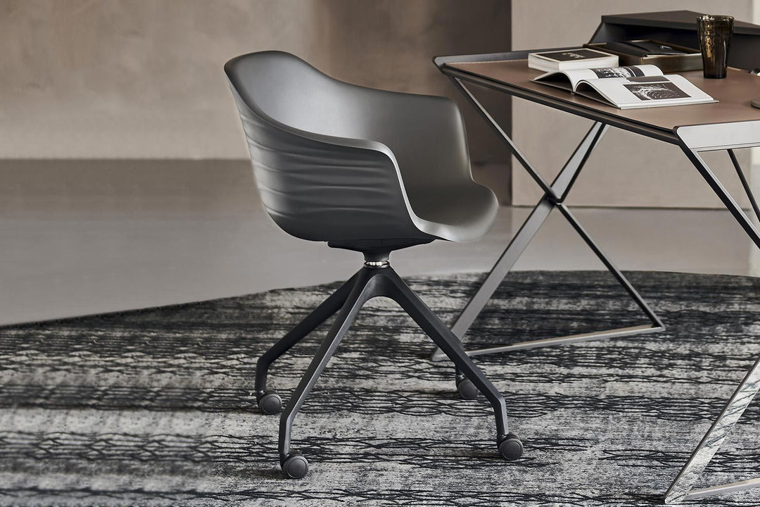 Indy 4 Spokes Dining Chair Kitchen & Dining Room Tables Cattelan Italia Standard Version Lino Polyurethane Matte Graphite