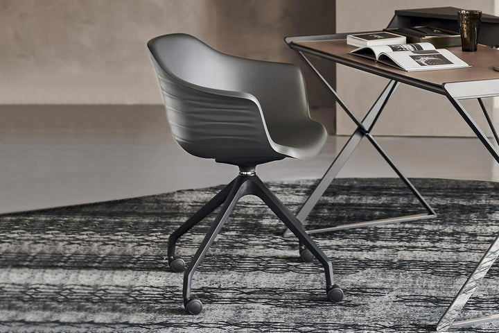 Indy 4 Spokes Dining Chair Kitchen & Dining Room Tables Cattelan Italia Standard Version Lino Polyurethane Matte Graphite