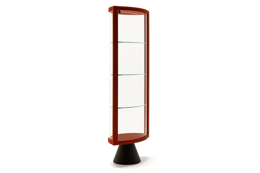 Saba Swiveling Curio China Cabinets & Hutches Cattelan Italia 971 Bianco Soft Leather Textured Graphite 
