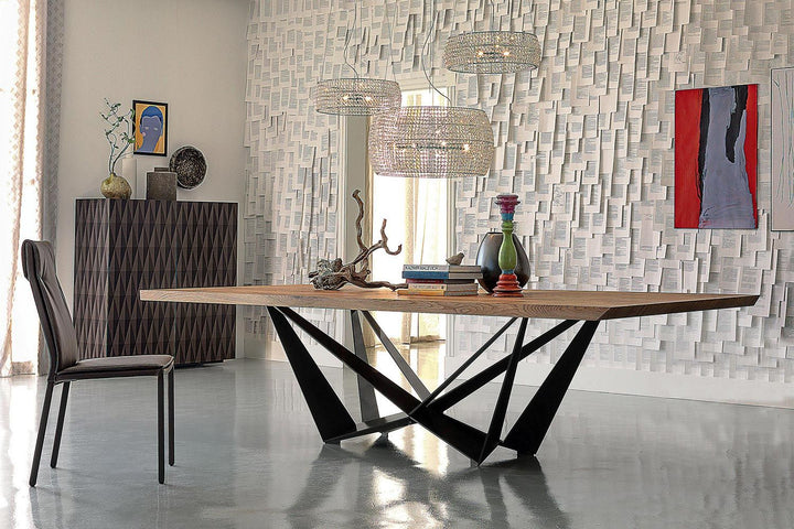 Skorpio Wood Dining Table Kitchen & Dining Room Tables Cattelan Italia Y-shape: 94½"W × 47¼"D Canaletto Walnut Textured Black / Textured Graphite