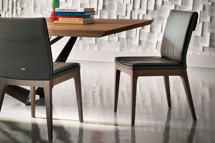 Skorpio Wood Dining Table Kitchen & Dining Room Tables Cattelan Italia Live edge: 118"W × 47¼"D Canaletto Walnut Textured Black / Textured Graphite
