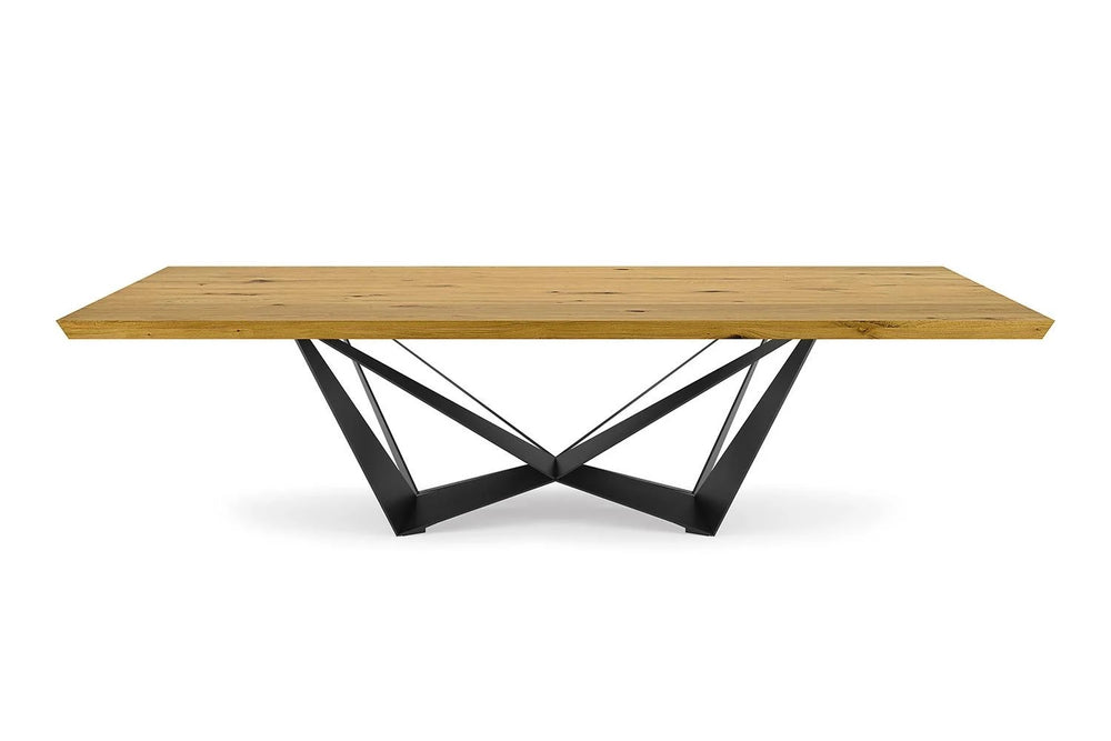 Skorpio Wood Dining Table Kitchen & Dining Room Tables Cattelan Italia Live edge: 78¾"W × 39½"D Natural Oak Textured Black / Textured Graphite