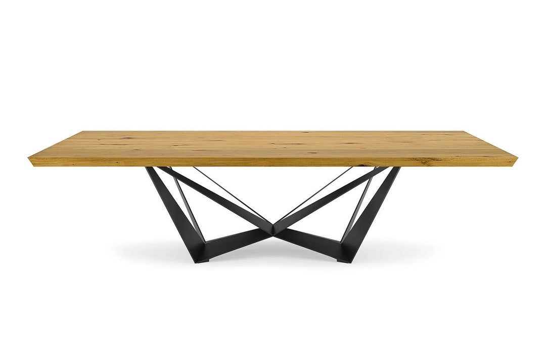 Skorpio Wood Dining Table Kitchen & Dining Room Tables Cattelan Italia Live edge: 78¾"W × 39½"D Natural Oak Textured Black / Textured Graphite