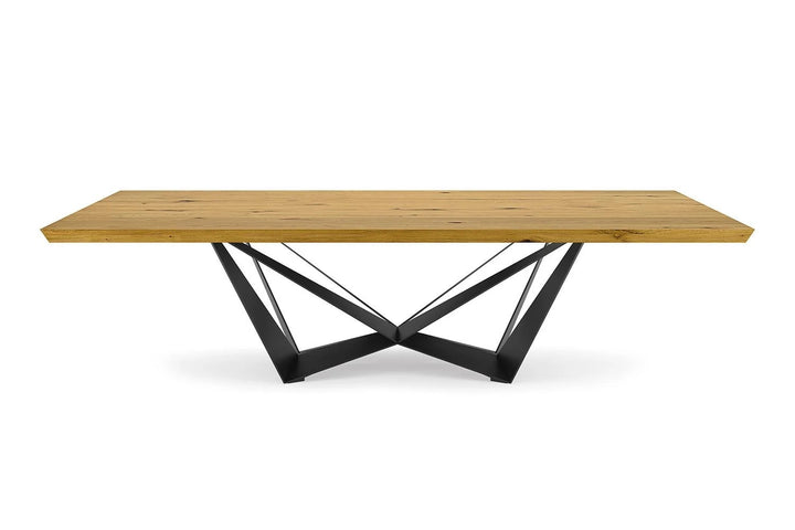Skorpio Wood Dining Table Kitchen & Dining Room Tables Cattelan Italia Live edge: 78¾"W × 39½"D Natural Oak Textured Black / Textured Graphite