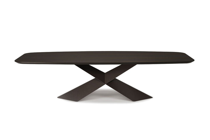 Tyron Wood Barrel Dining Table Kitchen & Dining Room Tables Cattelan Italia 78¾"W × 47¼"D Canaletto walnut Textured Graphite